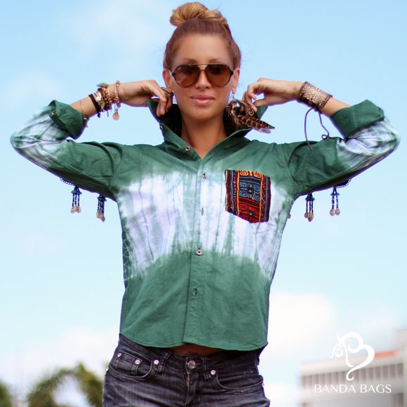 Banda Bags Tops - Embellished Ethnic Tie-Dye Top
